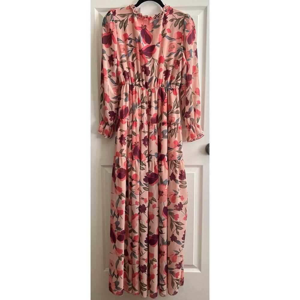 Romantic Floral Tiered Ruffle Ethereal Whimsical Extra Long Maxi Dress - Picture 8 of 10